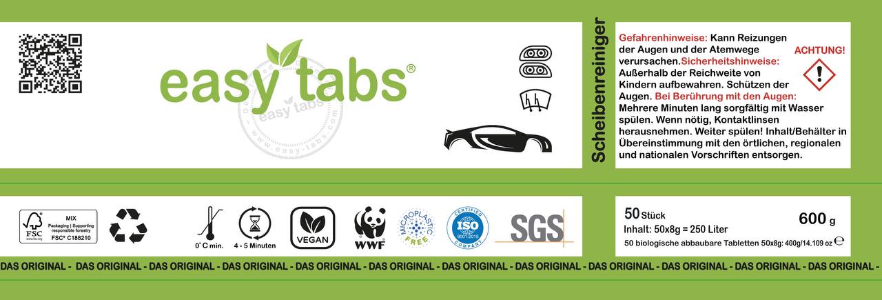 easy-tabs Green - Scheibenreiniger Auto - 50 Stück