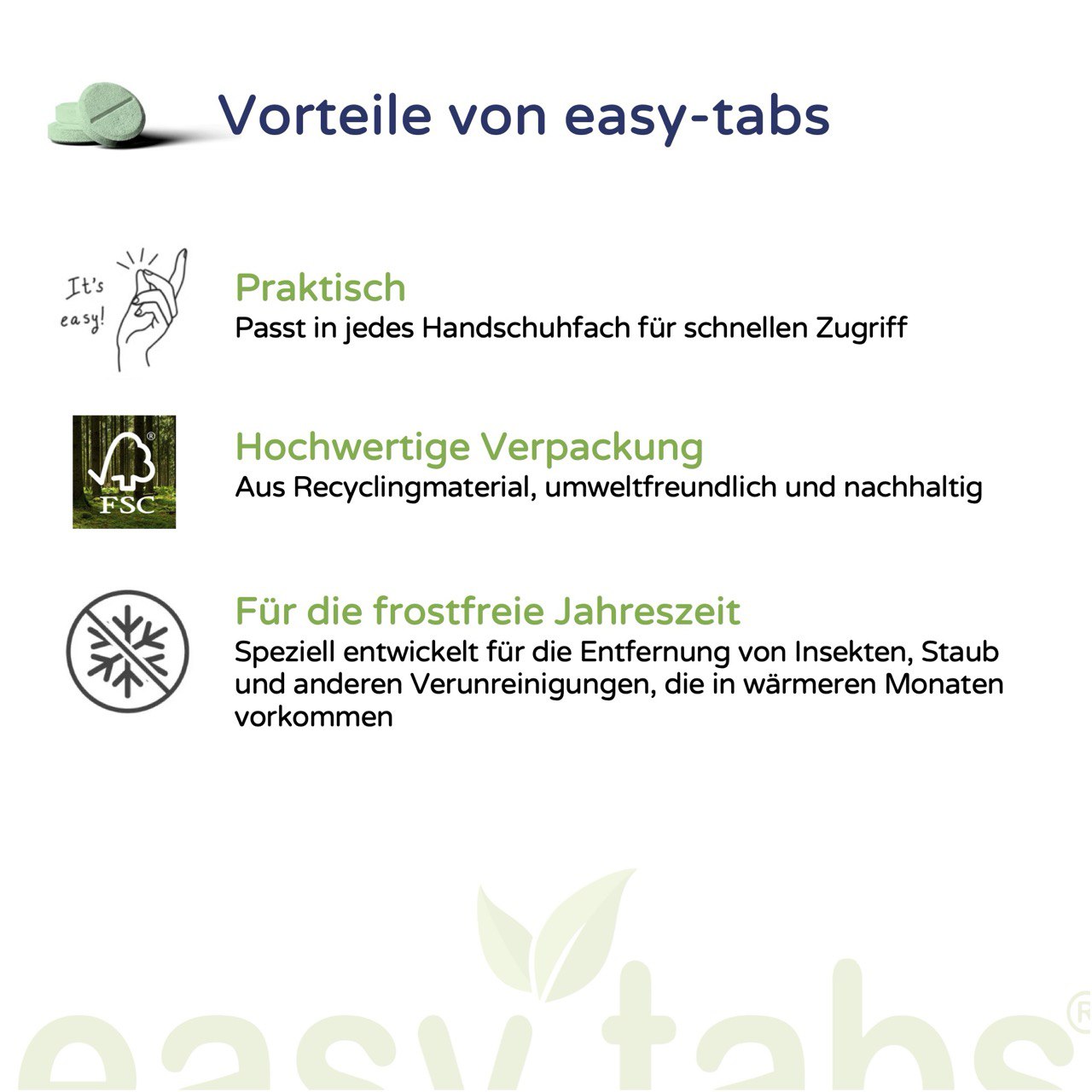 easy-tabs Green - Scheibenreiniger Auto - 5 Stück