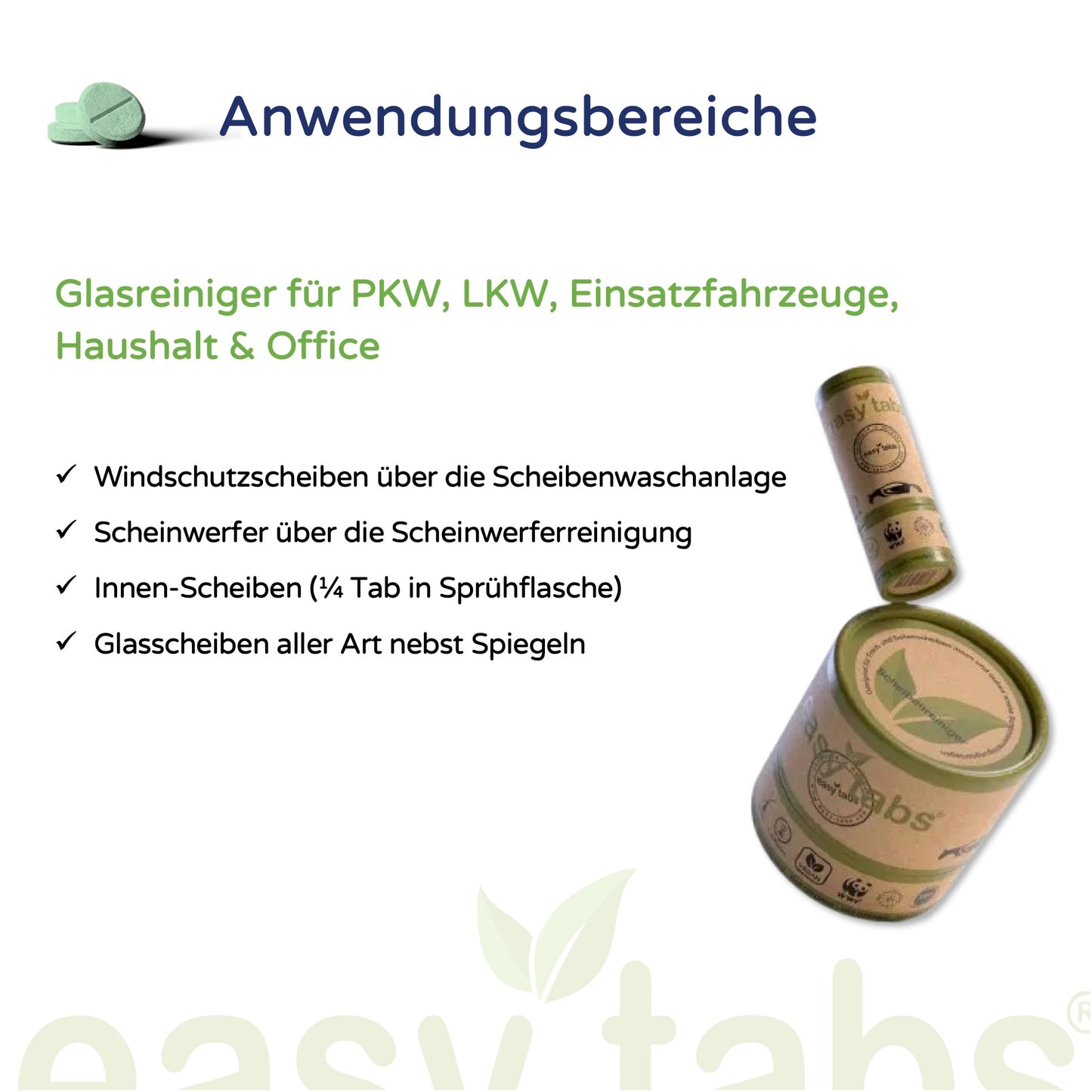 easy-tabs Green - Scheibenreiniger Auto - 5 Stück