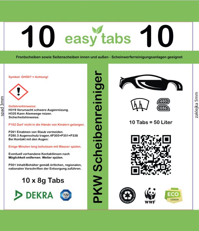 easy-tabs Green - Scheibenreiniger Auto - 10 Stück